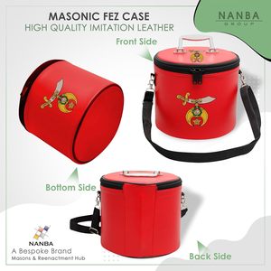 Étui de chapeau Fez de la franc-maçonnerie brodé à la machine, boîte de rangement de luxe pour chapeau Fez - Cuir imitation, cadeaux OES - Product Image 3