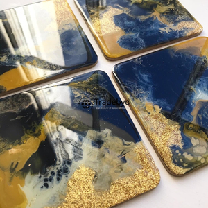 ชุดจานรองแก้วเรซิ่นทำมือ ดีไซน์หรูหรา ขนาด 4x4 นิ้ว รูปทรงสี่เหลี่ยม คุณภาพพรีเมียม มีหลายสีให้เลือก จำหน่ายโดย Tradebyd - Product Image 2