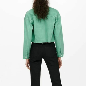 Veste en jean courte pour femmes, mode décontractée, streetwear, manches longues, boutonnée, veste en jean courte tendance, design de vêtements d'extérieur - Product Image 5