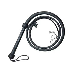 Pie largo cuero de vaca Real látigo de toro 12 trenzas hechas a mano látigo de caballo negro entrenamiento ecuestre rodeo disfraz deportes al aire libre - Product Image 5