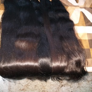 ผมต่อแบบเส้นเดียวจากอินเดีย แท้ 100% แบบ Remy  ถักสองชั้น สีดำ ลอนธรรมชาติ - Product Image 5