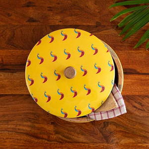 Caja de Madera Resistente para Chapati con Estampado de Pavo Real, Tapa para Cocina, Cazuelas, Vajilla Pintada a Mano - Product Image 4