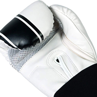 Gants de boxe en cuir blanc rayés avec support de poignet auto-agrippant pour entraînement MMA et boxe