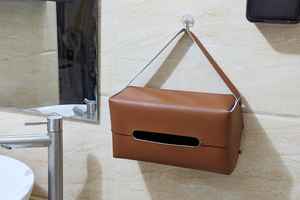 Soporte de caja de pañuelos colgante con correas desmontables, cubierta de caja de pañuelos faciales Rectangular de cuero decorativo, 2017 - Product Image 3
