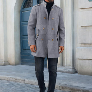 Abrigo largo con botones para hombres con acabado elegante y abrigo de invierno informal para hombres de longitud larga - Product Image 5