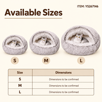 Lit pour chat convertible rond en peluche longue grise claire Yangyangpet