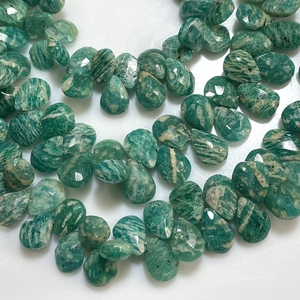 Cuentas de Briolette con forma de pera facetada de amazonita rusa, piedras preciosas naturales verdes de buena calidad para joyería - Product Image 3