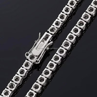 Nouveau 2024 Populaire Hiphop Fine Jewelry 6mm Glacé Noir Diamants VVS Moissanite 925 Argent Or Fiançailles Tennis Chaîne Collier