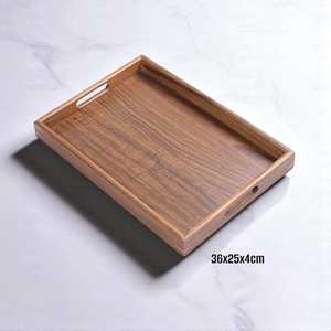 Vaisselle décorative rectangulaire en bois massif véritable naturel, plateau de service à fruits, plateau de service à café, plateau de service à café - Product Image 4