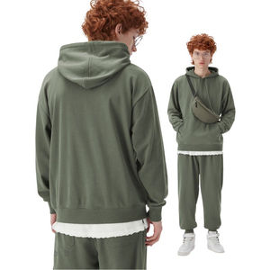 Vente en gros de haute qualité pour hommes 56.1% coton 43.9% polyester broderie personnalisée vêtements d'impression bouffante 320gsm sweats à capuche vierges - Product Image 1