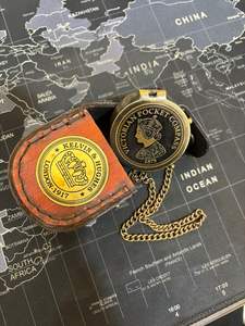 Calendrier de l'année 100 papa je t'aime citation boussole en laiton nautique de qualité supérieure avec chaîne en cuir en cadeau fait main Antique - Product Image 2