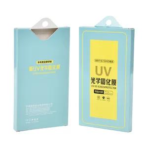 New design custom design folding phone protection film paper box packaging with paper hanger