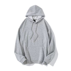 Sweat-shirts à capuche en coton surdimensionnés pour hommes en gros, pull-over basique avec poche kangourou, technique de gaufrage, teinture unie - Product Image 2