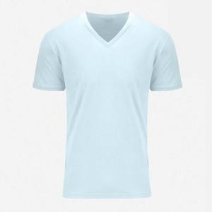 Camisetas con cuello en V para hombre, camisetas diarias básicas de algodón de primera calidad informales sólidas de manga corta - Product Image 4