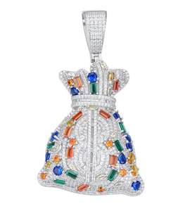 Colgante de Bolsa de Dinero con Incrustaciones de Moissanita, Colgante Brillante Personalizable, Estilo Hip Hop, Colgante de Diamantes para Hombre y Mujer - Product Image 1