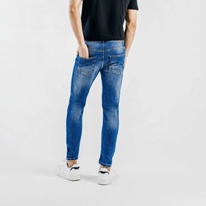 ขายร้อนกางเกงยีนส์ชายหนุ่มผ้าฝ้ายตรงสีดําปกติ/Slim Fit ยืดกางเกงยีนส์ Jean กางเกง - Product Image 2