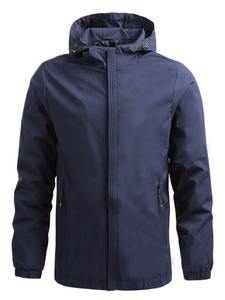 Chaqueta Cortavientos Ligera para Hombre para la Temporada de Invierno Resistente al Agua con Cuello Redondo y Logotipo Frontal - Product Image 5