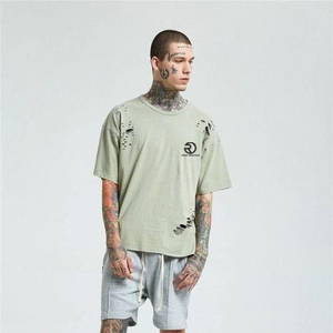 Venta al por mayor de peso pesado Camiseta en blanco Oversize Distress Camiseta Unisex Box T shirt Custom Distressed Oversized Men T Shirts - Product Image 6