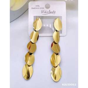 Vente en gros de boucles d'oreilles tendance en acier inoxydable 316L plaqué or 585 avec bijoux physiques polonais - Product Image 4