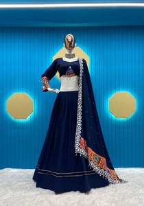Último diseñador de seda satinada impresa Kodi Work Lehenga Choli por FabZone - Product Image 4