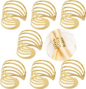 Anneaux de serviette en acier inoxydable de haute qualité plaqué or Design simple pour les banquets de mariage et les fêtes de luxe - Product Image 1