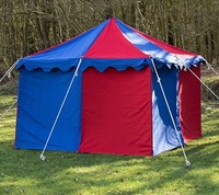 16 mq. Tenda Quadrata Impermeabile in Tela di Cotone Resistente 4m X 4m con Pali in Alluminio Alti 3,5m per Rievocazioni Medievali all'Aperto