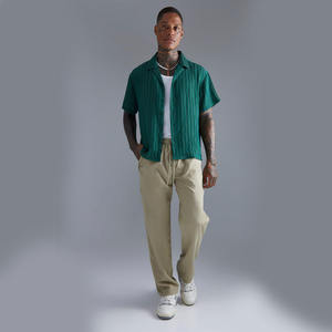 Pantalon droit décontracté personnalisé de couleur beige pour hommes avec cordon de serrage et poches latérales à vendre à bas prix - Product Image 3