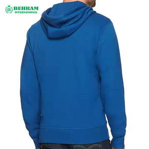 Sweat à capuche unisexe personnalisé OEM bleu avec fermeture éclair, en coton molletonné épais, séchage rapide, respirant, pour l'hiver, streetwear, avec logo - Product Image 1