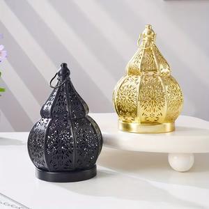 Matte Black Metal Hanging Lantern with <b>Stand</b> Decorative Cutwork <b>Tea</b> Light Holder Elegant Indoor Outdoor Home Decor - Product Image 4