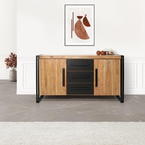 Buffet moderne industriel en bois à 2 portes Liverpool pour salon et chambre à coucher - Product Image 1