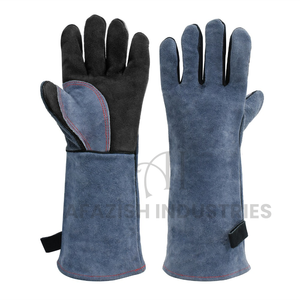 14 pulgadas 932 Fahrenheit cuero Forge guantes de soldadura medio calor resistente al fuego mitones para estufa olla titular manejo de animales - Product Image 1