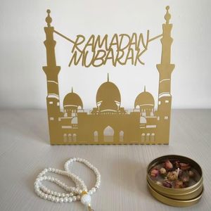 Arte Mural Metálico Moderno al por Mayor, Decoración de Ramadán 2026, Decoración para el Hogar Eid Mubarak, Caligrafía Árabe Cortada con Láser 3D, Estrella y Luna Doradas - Product Image 4