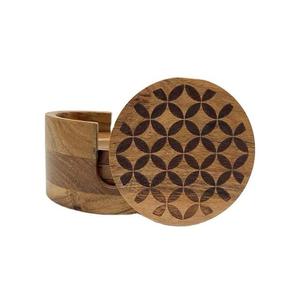 Conception personnalisée Logo antidérapant rond vierge liège naturel tapis et tampons ensembles de sous-verres réutilisables avec support gravé au laser imprimé - Product Image 5