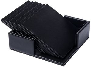 Juego de Posavasos Cuadrados de Metal Negro Mate, Bordes Contemporáneos Elegantes, Base Antideslizante para el Hogar, Venta al por Mayor - Product Image 6
