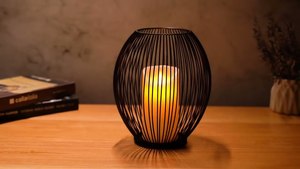 Candelabro de metal para exteriores, candelabros negros, candelabro de jaula, candelita de hierro ovalado - Product Image 4