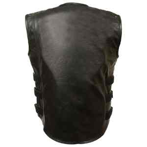 Personnalisé dernière vente chaude prix de gros Top qualité chaud respirant et imperméable sans manches 100% hommes en cuir véritable gilet - Product Image 5