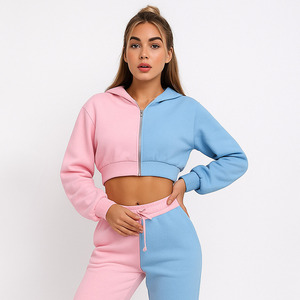 ชุดกีฬาสองสีสำหรับผู้หญิงชุดวอร์มแบบบล็อกสี - Product Image 3