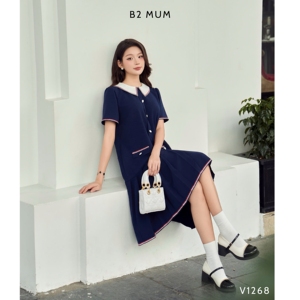 Summer V1268 Casual Maternity Dress Anti-Static Short Sleeve Print Jersey Soft Snow Rain Embroidery Propriétés antistatiques - Product Image 6