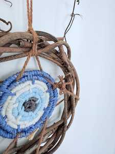 Colgante de pared de arte étnico con motivo de vida de pueblo, auténtico textil Popular Indio para compradores de artesanía colgante de pared hecho a mano de madera - Product Image 3