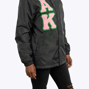 Veste coupe-vent noire élégante avec patch lettre A rose vert vêtements d'extérieur décontractés légers pour femmes Streetwear - Product Image 4