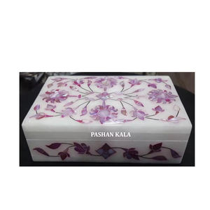 กล่องเครื่องประดับงานฝังด้วยการแกะสลักที่ดีที่สุดกล่องงานฝีมือทำด้วยมือด้วยหินอ่อนธรรมชาติดีไซน์คลาสสิก - Product Image 1