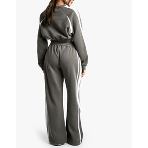 Conjunto Deportivo de Talla Grande para Mujer, Color Sólido, Invierno, Transpirable, 100% Algodón, Sudadera con Capucha y Pantalones Jogger - Product Image 6