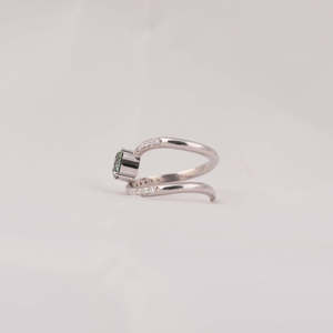 Green Round Cut Lab Grown Diamond Bypass Engagement Ring Tiny Round Lab Created Diamond Ring 18KT <b>Solid</b> White Gold Diamond Ring - Product Image 2