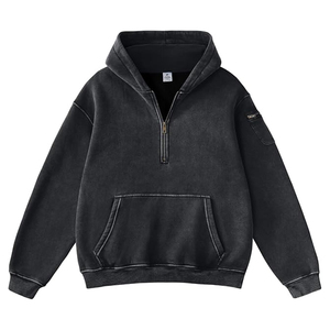 Custom Women's Oversized Hooded <b>Collar</b> Drop-Shoulder Sleeves Acid Wash Knitted Eco-Friendly Front Autumn/Winter Streetwear - Product Image 1