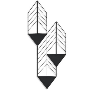 Maceta de pared Chevron contemporánea con acabado de metal negro, perfecta para plantas de interior, decoración de jardín Vertical moderna para oficina en casa - Product Image 3