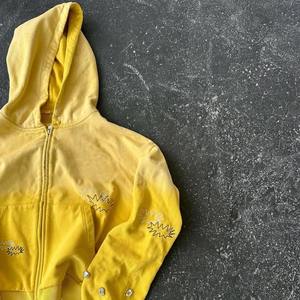 Wholesale Acid Wash 500 Gsm French Terry <b>Hoodie</b> for <b>Men</b> Streetwear Rhinestone Distressed Zip up Oversized Cropped <b>Hoodie</b> <b>Men</b> - Product Image 4