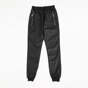 Casual Slim Pilot Motorcycle Biker Riding Leather Pants pour hommes Black Harlan Korean Version Mid Waist Canvas Fabric - Product Image 2