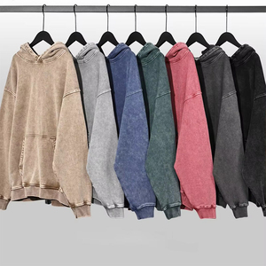 Pull à capuche lavé Drop Shoulder Heavy Weight Puff Print Hoodies pour une haute qualité - Product Image 1