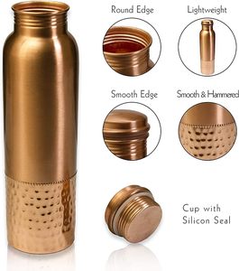 Hot Trending 100% Copper <b>Metal</b> <b>Bottle</b> Hammered Water <b>Bottle</b> Enamel Printed Travelling And Gym Drinkware Copper Water <b>Bottle</b> - Product Image 5