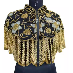 Vintage brodé Stand Poncho Style robe de soirée grande taille femmes modeste respirant court superposition sans effort élégance printemps - Product Image 1